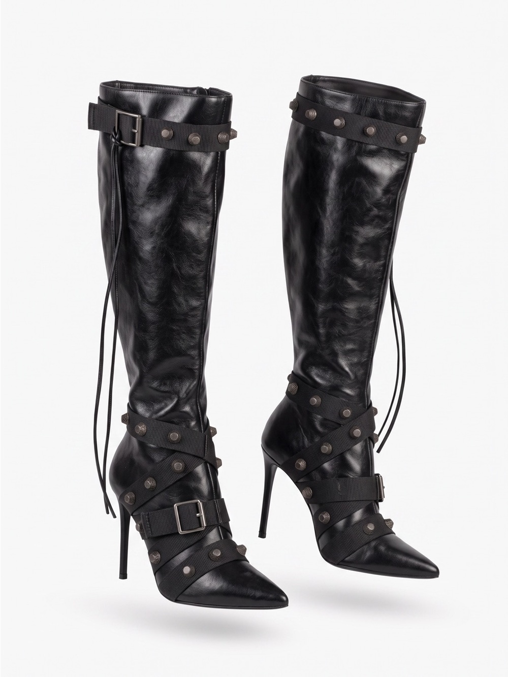 Steve Madden Black Over-the-Knee Stiletto Buckle Boots